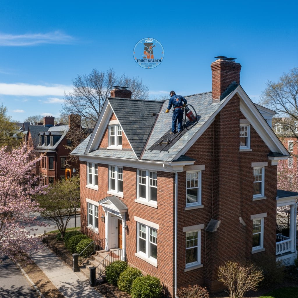 Trust Hearth Chimney Sweep team working on chimney